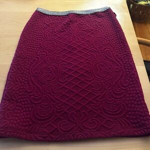 Moulinette Soeurs Burgundy Embossed Pencil Skirt